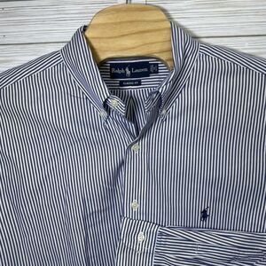 Bundle Of 2 Ralph Lauren Shirt Mens 2XL (18)Blue Striped‎ Classic Fit Button Up